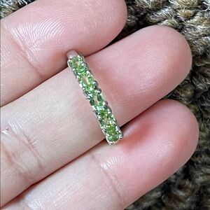 NWT Natural Peridot Gemstone Half Eternity Ring 925 Sterling Silver Size 7.5